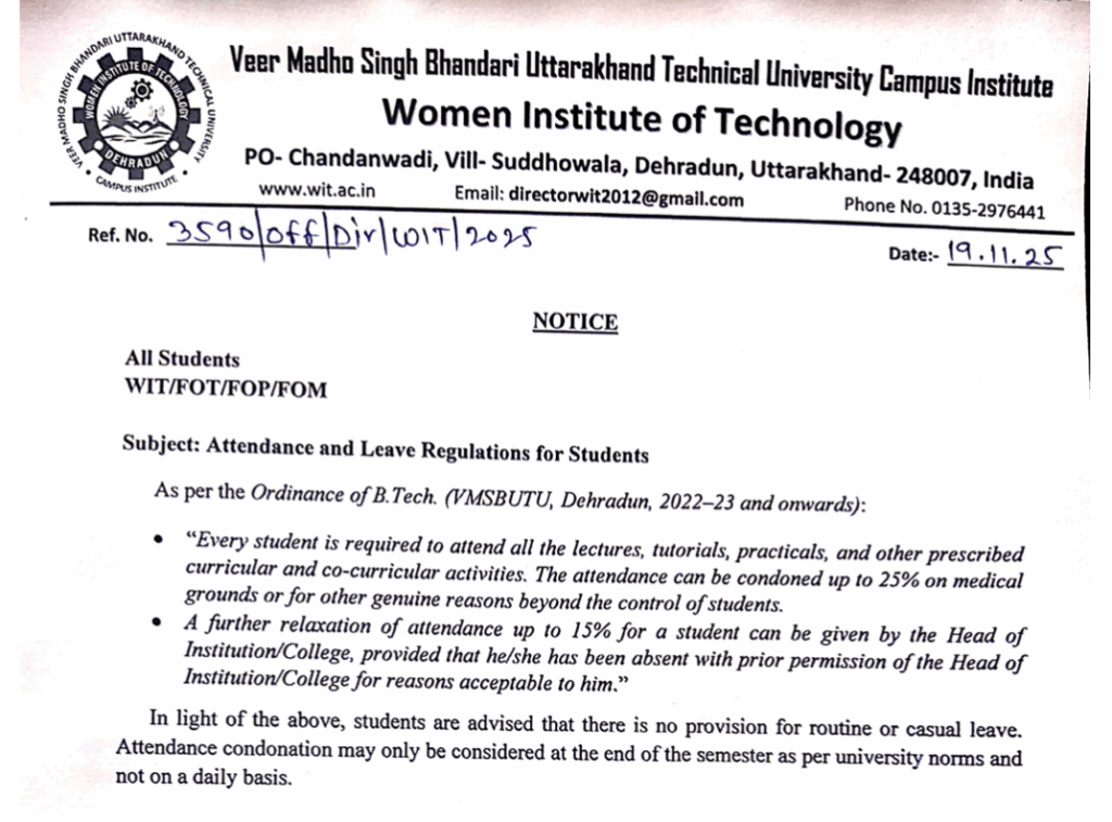 Attendance and Leave Regulations for students