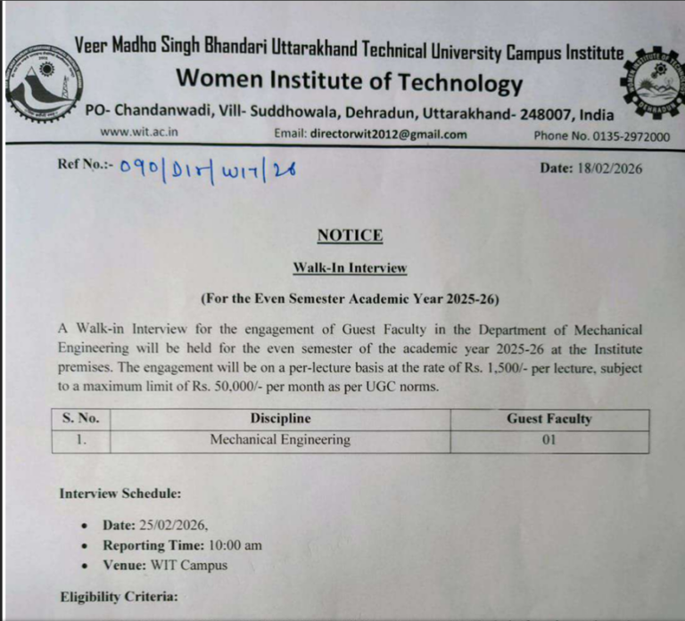 ME Guest Faculty Notification Even Semister 2026