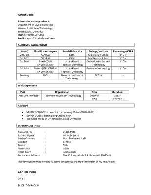 Resume-aayush joshi – Aayush Joshi – WIT DEHRADUN